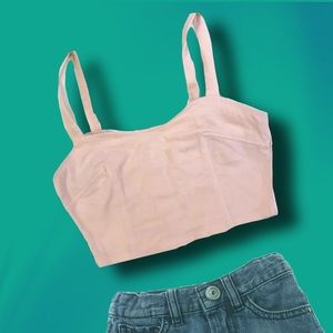 light pink crop top bra top zips in back small